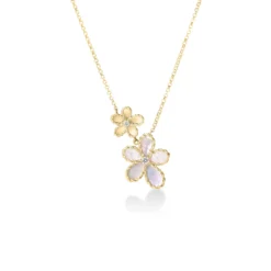 Roberto Coin 18K Yellow Gold Jasmine Diamond And Mother Of Pearl Double Flower Necklace