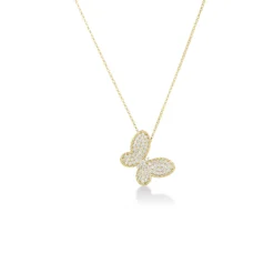 Roberto Coin 18K Yellow Gold Jasmine Pavé Diamond Butterfly Necklace