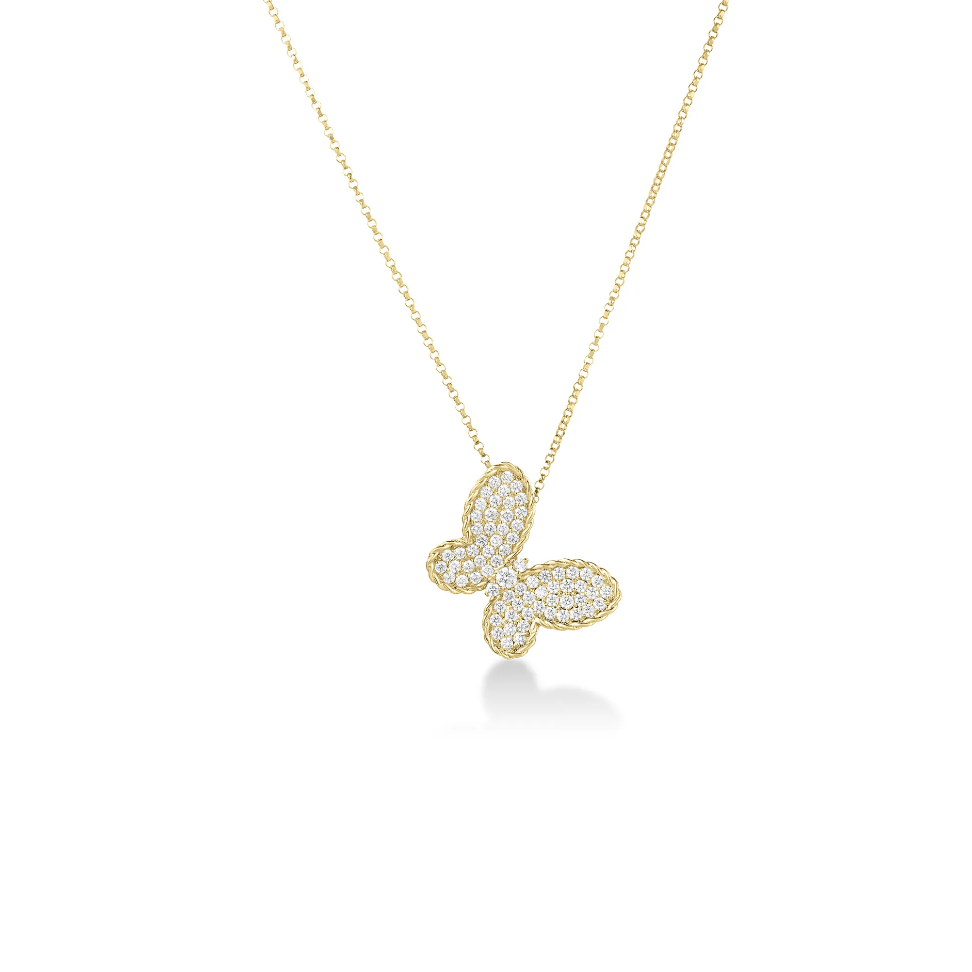 Roberto Coin 18K Yellow Gold Jasmine Pavé Diamond Butterfly Necklace