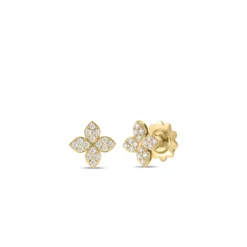Roberto Coin 18K Yellow Gold Love In Verona Medium Pave Diamond Flower Stud Earrings