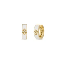 Roberto Coin 18K Yellow Gold Love In Verona Diamond And Enamel Hoop Earrings