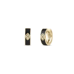 Roberto Coin 18K Yellow Gold Love In Verona Diamond And Enamel Hoop Earrings