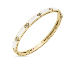 Roberto Coin 18K Yellow Gold Love In Verona Diamond And Enamel Bangle
