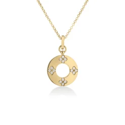Roberto Coin 18K Yellow Gold Love In Verona Diamond Flower Circle Necklace