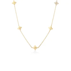 Roberto Coin 18K Yellow Gold Love In Verona Diamond Flower Station Necklace