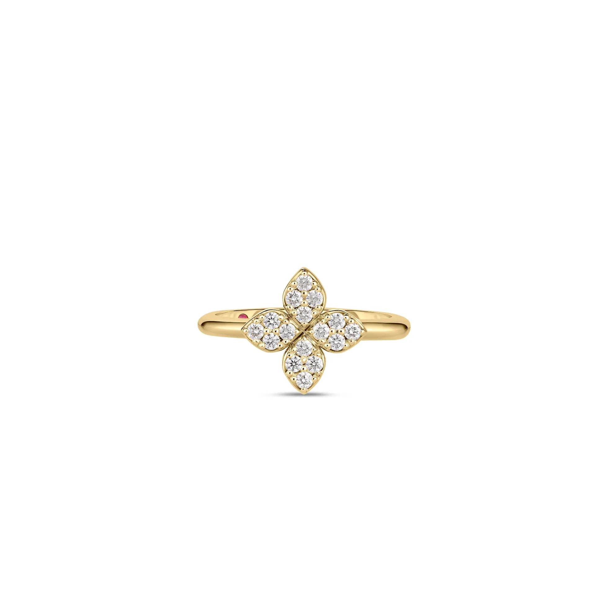 Roberto Coin 18k Yellow Gold Love In Verona Medium Pavé Diamond Flower Ring