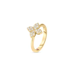 Roberto Coin 18k Yellow Gold Love In Verona Medium Pavé Diamond Flower Ring