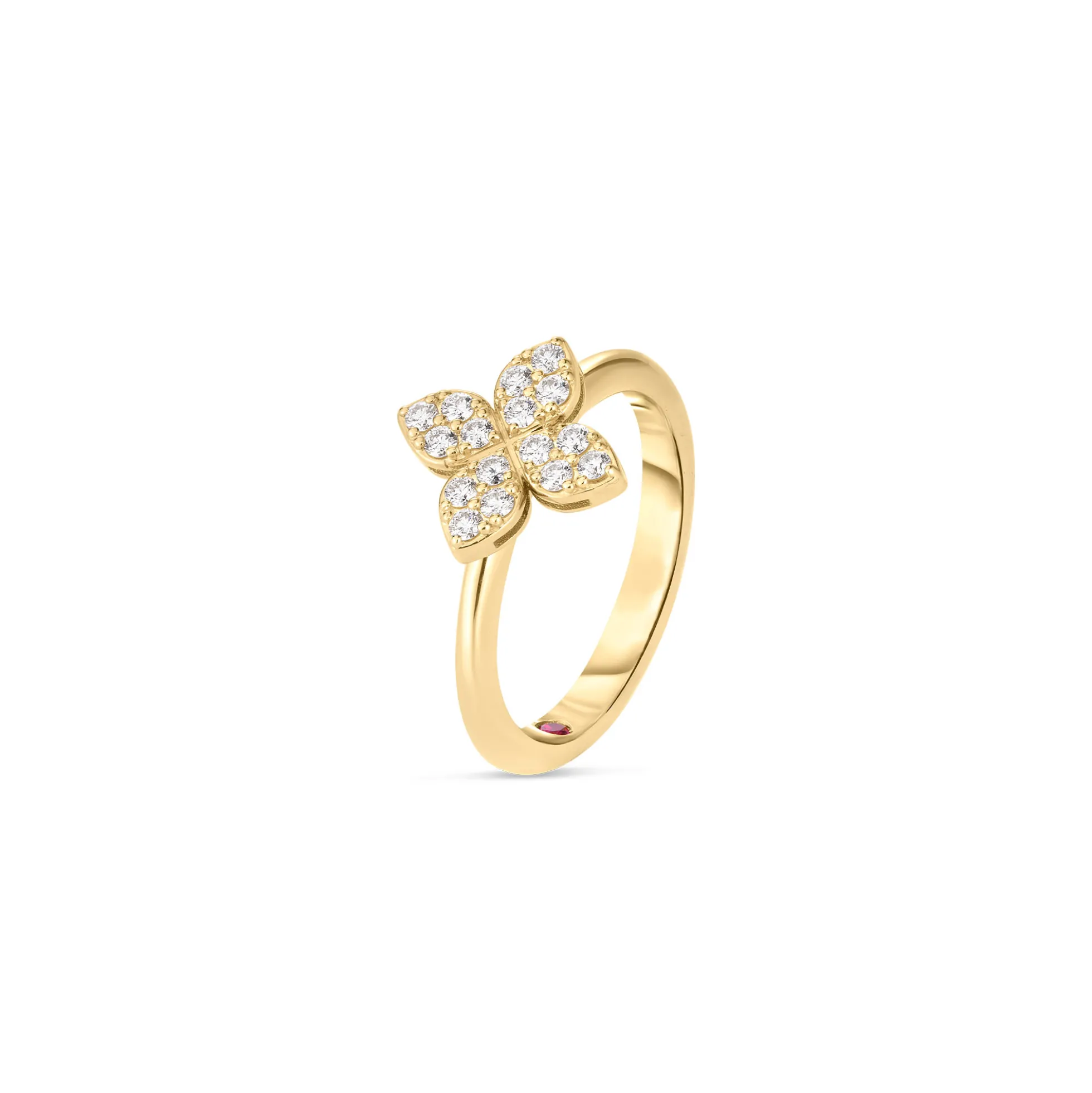 Roberto Coin 18k Yellow Gold Love In Verona Medium Pavé Diamond Flower Ring