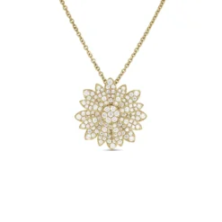 Roberto Coin 18k Yellow Gold Margherita Pave Diamond Flower Necklace
