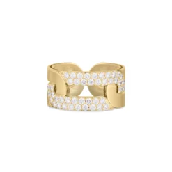 Roberto Coin 18K Yellow Gold Navarra Diamond Link Wide Ring