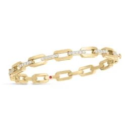 Roberto Coin 18K Yellow Gold Navarra Hard Chain Link Diamond Bangle