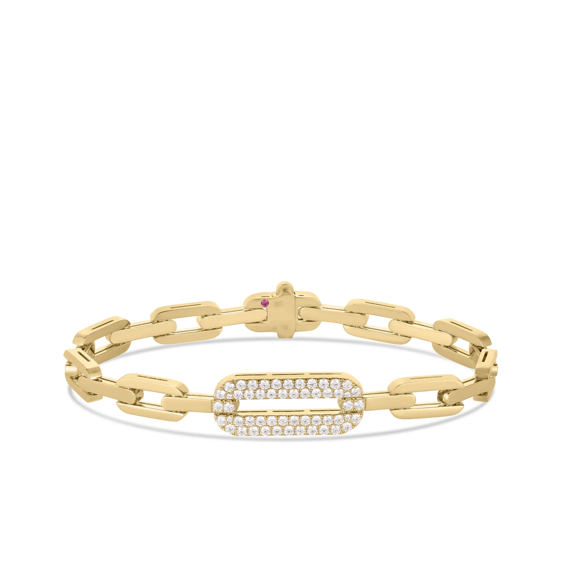 Roberto Coin 18k Yellow Gold Navarra Single Large Pave Diamond Link Bracelet