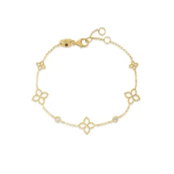 Roberto Coin 18K Yellow Gold Principessa Diamond And Flower Station Bracelet