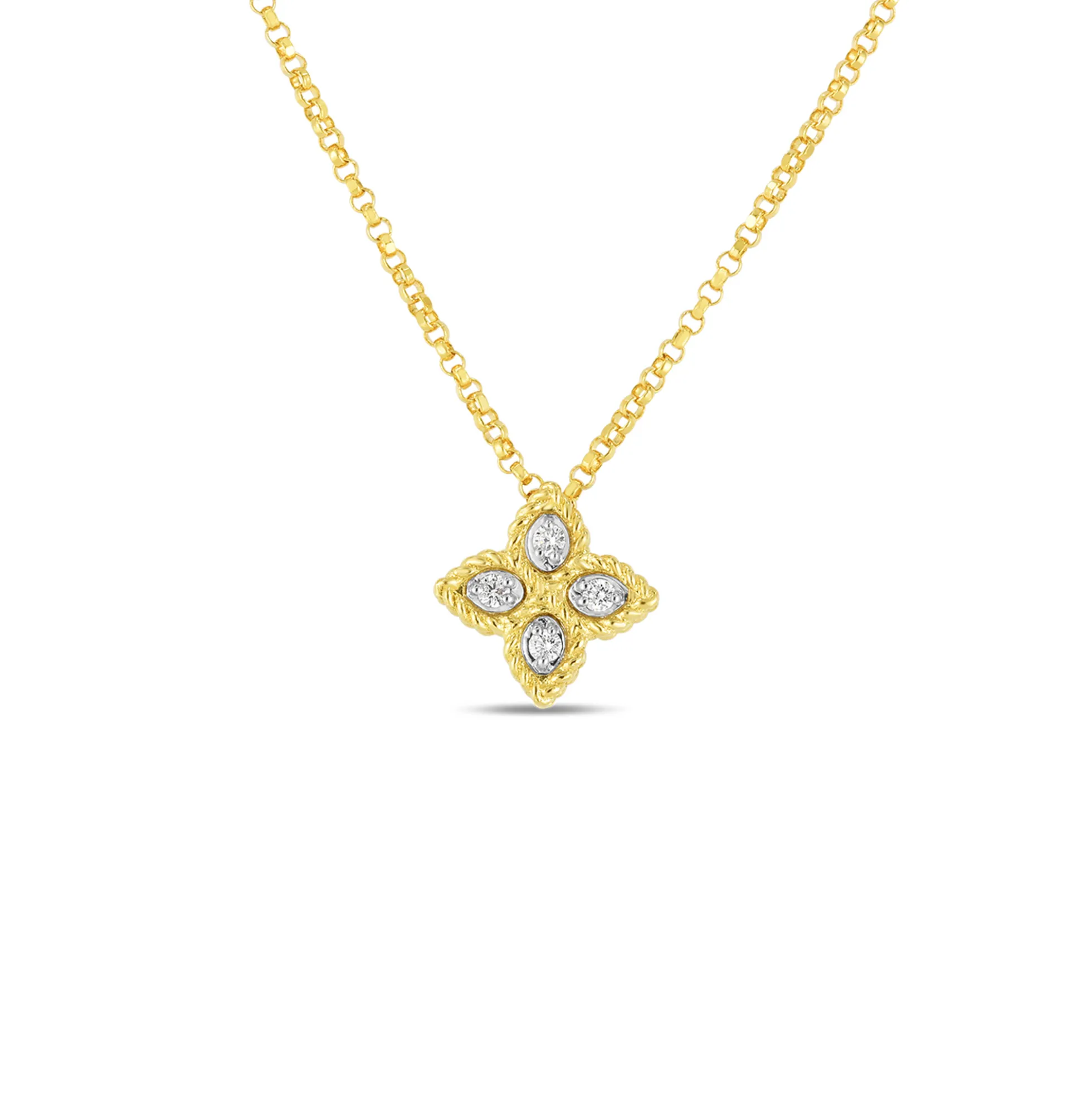 Roberto Coin 18K Yellow Gold Princess Flower Small Diamond Necklace