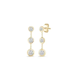 Roberto Coin 18K Yellow Gold Tiny Treasures Three Bezel Dangle Earrings