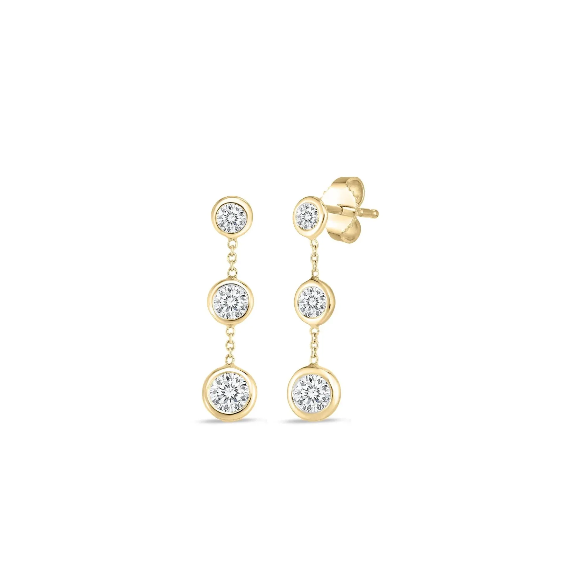 Roberto Coin 18K Yellow Gold Tiny Treasures Three Bezel Dangle Earrings