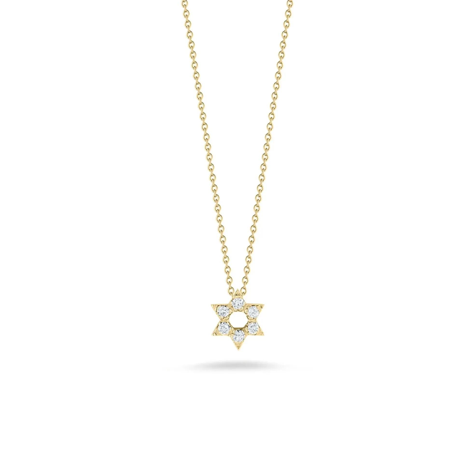 Roberto Coin 18K Yellow Gold Tiny Treasures Diamond Star Of David Necklace