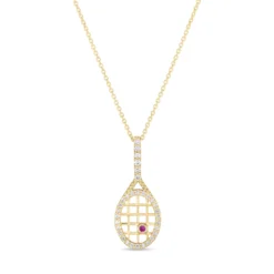 Roberto Coin 18K Yellow Gold Tiny Treasures Diamond Tennis Racket Necklace