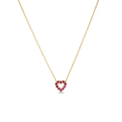 Roberto Coin 18k Yellow Gold Tiny Treasures Diamond and Ruby Reversible Heart Necklace