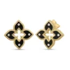 Roberto Coin 18K Yellow Gold Venetian Princess Diamond And Black Enamel Flower Stud Earrings