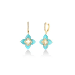 Roberto Coin 18K Yellow Gold Venetian Princess Cabochon Flower Dangle Earrings