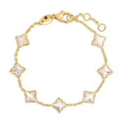 Roberto Coin 18K Yellow Gold Venetian Princess Carnival Mother Of Pearl Flower Station Bracelet