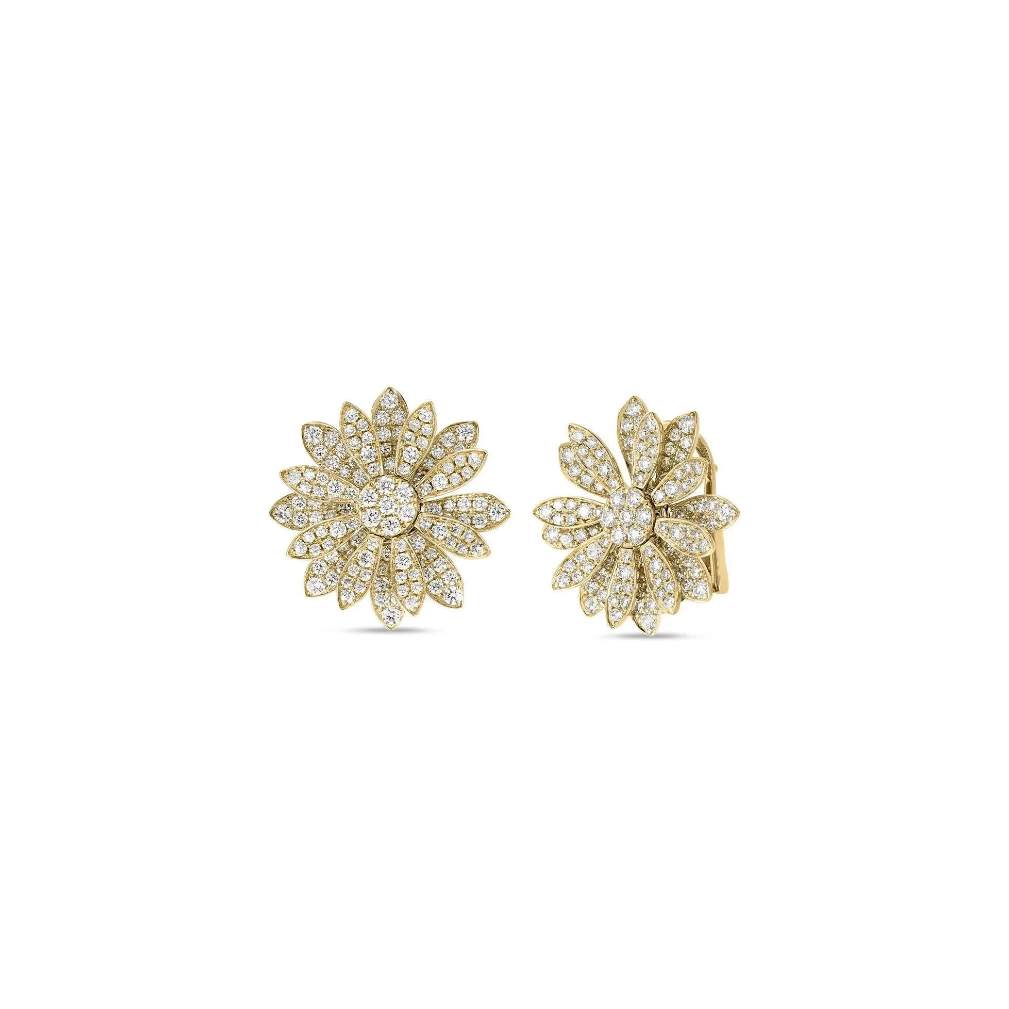 Roberto Coin 18K Yellow Margherita Pavé Diamond Flower Earrings