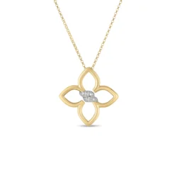 Roberto Coin 18k Yellow/White Gold Cialoma Small Diamond Flower Necklace