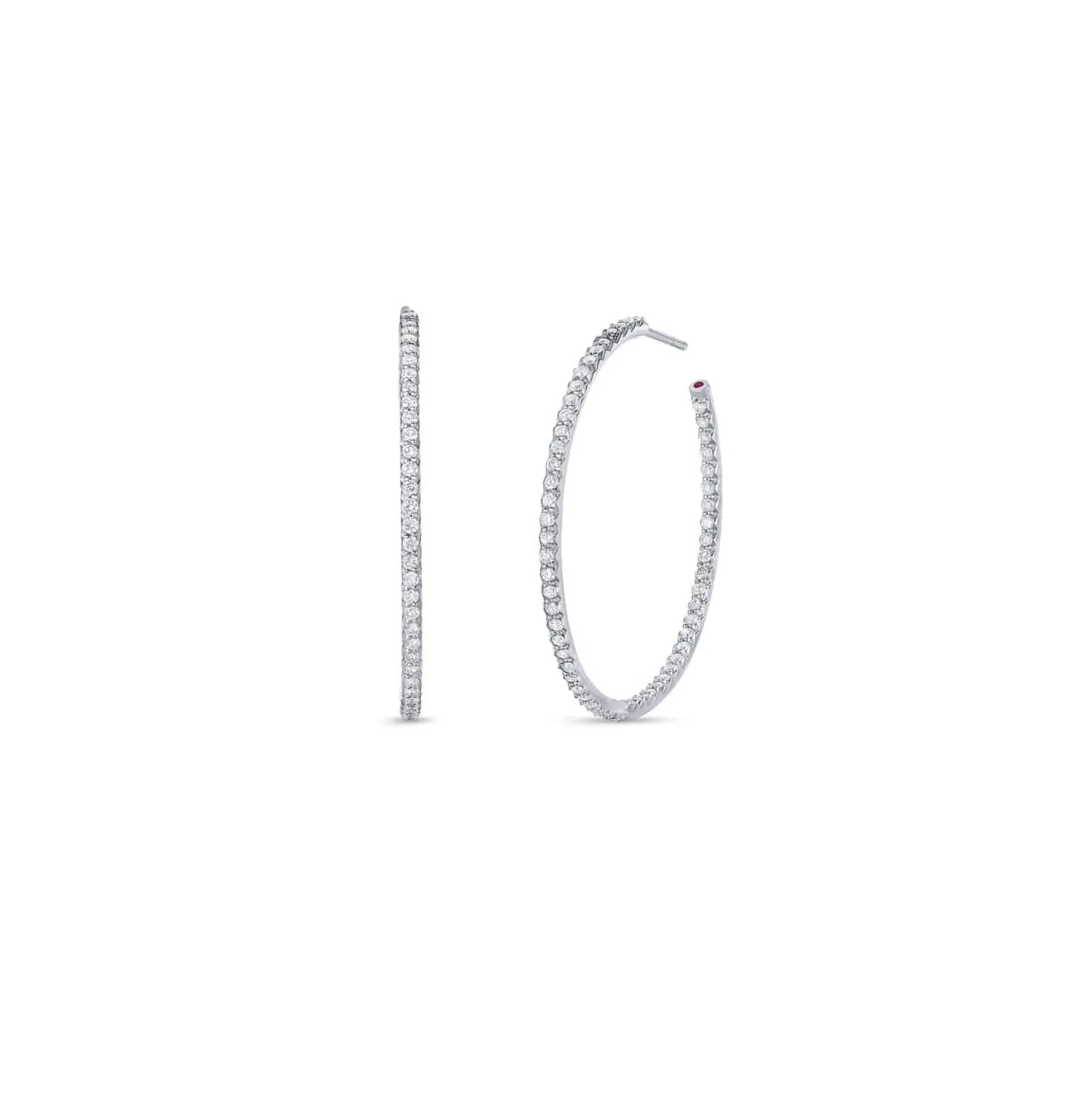 Roberto Coin Large Inside Outside Open Diamond Hoop Earrings, 18K White Gold