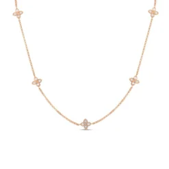 Roberto Coin Love By The Inch 5 Station Flower Necklace, 18K Rose Gold