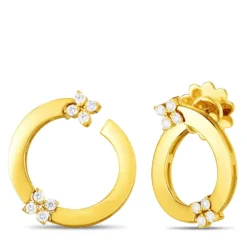 Roberto Coin Love In Verona Diamond Circle Earrings 18K