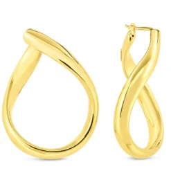 Roberto Coin Oro Classic Curved Contoured Hoop Earrings 18K