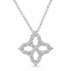 Roberto Coin Princess Flower Diamond Necklace 18K