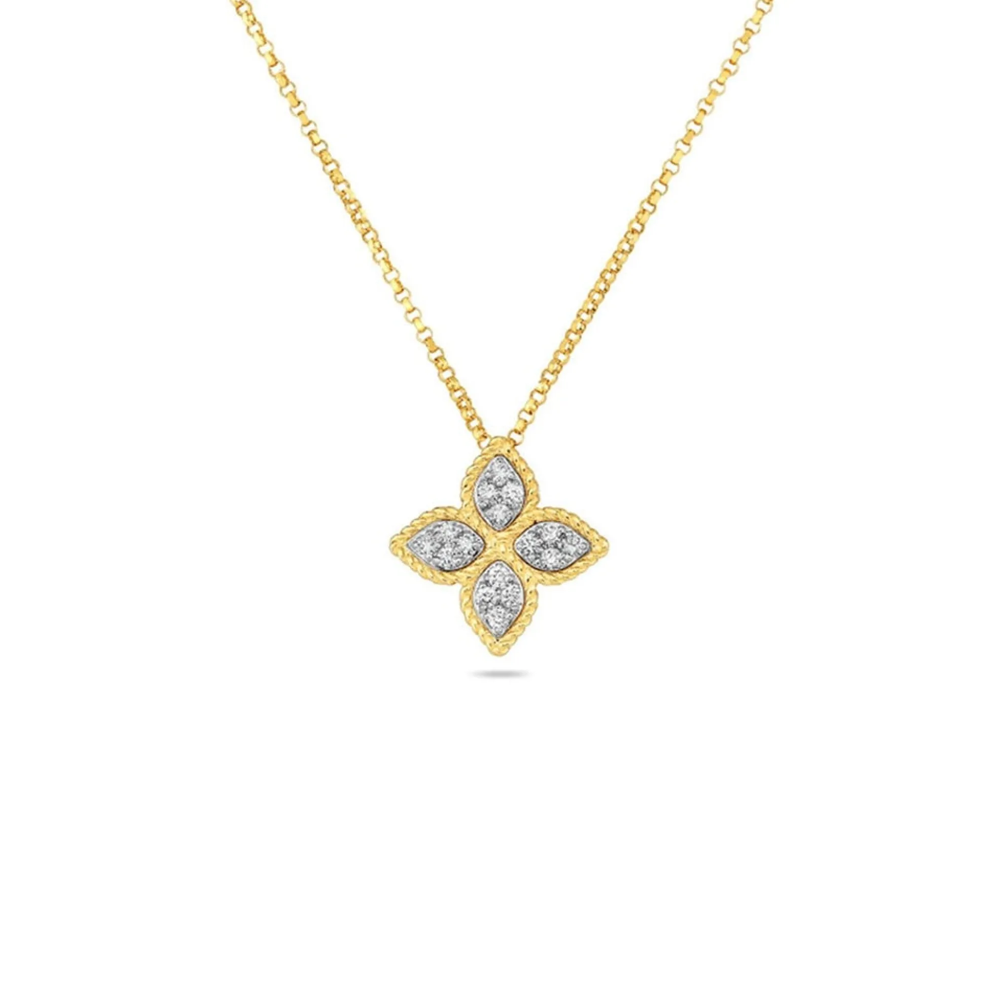 Roberto Coin Princess Flower Diamond Petal Pendant 18K