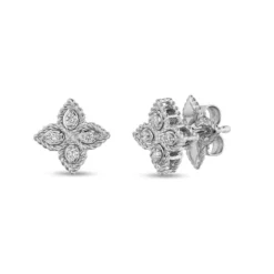 Roberto Coin Princess Flower Diamond Earrings 18K