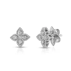 Roberto Coin Princess Flower Diamond Earrings 18K