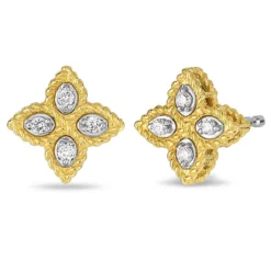 Roberto Coin Princess Flower Diamond Earrings 18K