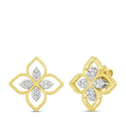 Roberto Coin Principessa Large Diamond Flower Earrings 18K