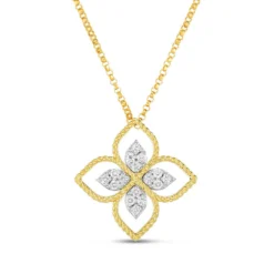 Roberto Coin Principessa Large Flower Diamond Necklace 18K
