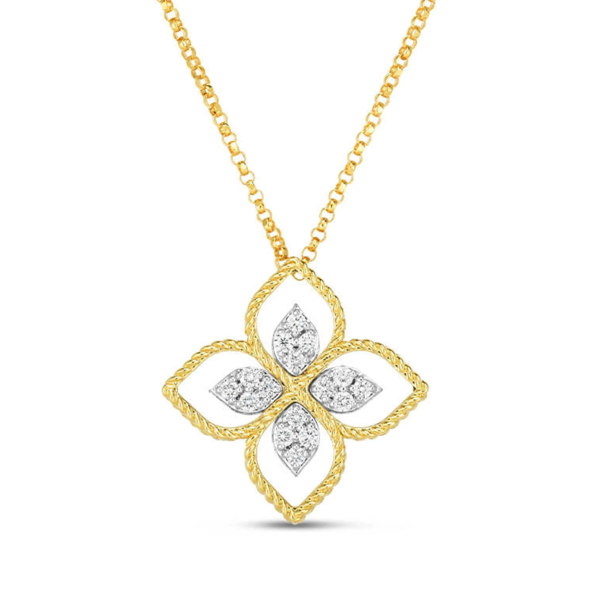 Roberto Coin Principessa Large Flower Diamond Necklace 18K