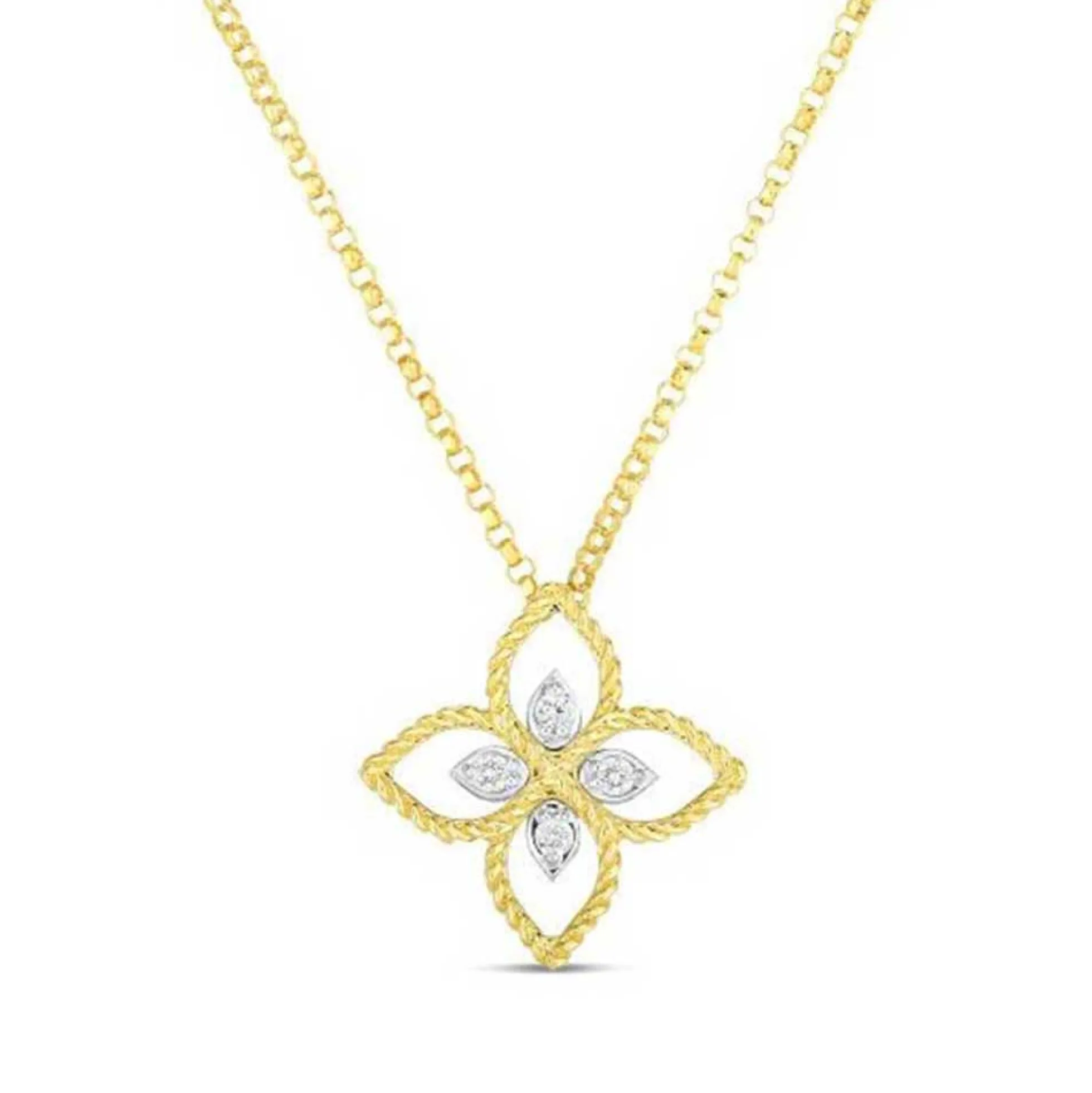 Roberto Coin Principessa Small Diamond Flower Necklace 18K