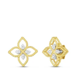 Roberto Coin Principessa Small Diamond Flower Earrings 18K