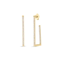 Roberto Coin Small Rectangular Diamond Earrings 18K Yellow Gold