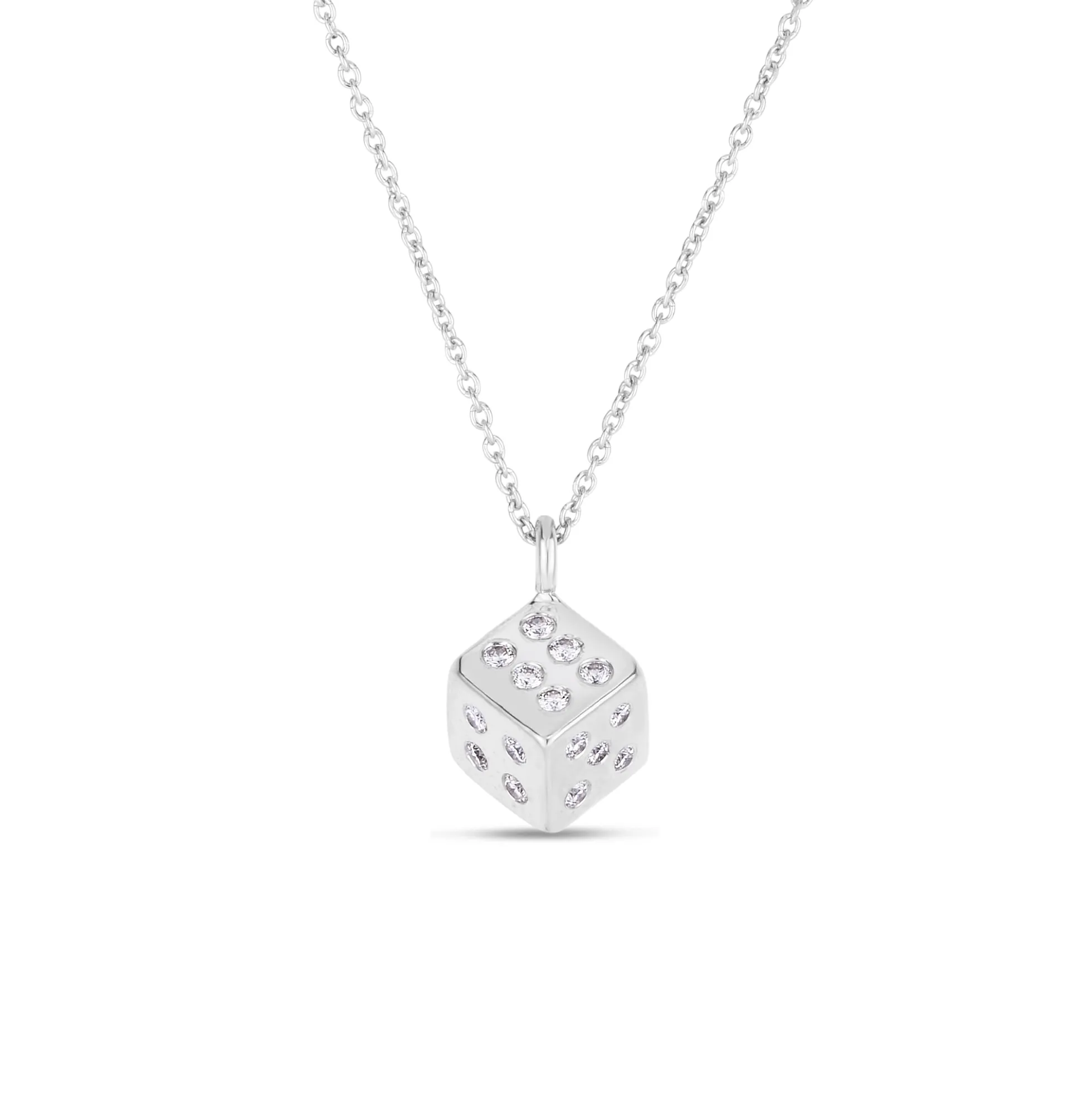 Roberto Coin Tiny Treasure Diamond Heart Necklace 18K White Gold, 18"