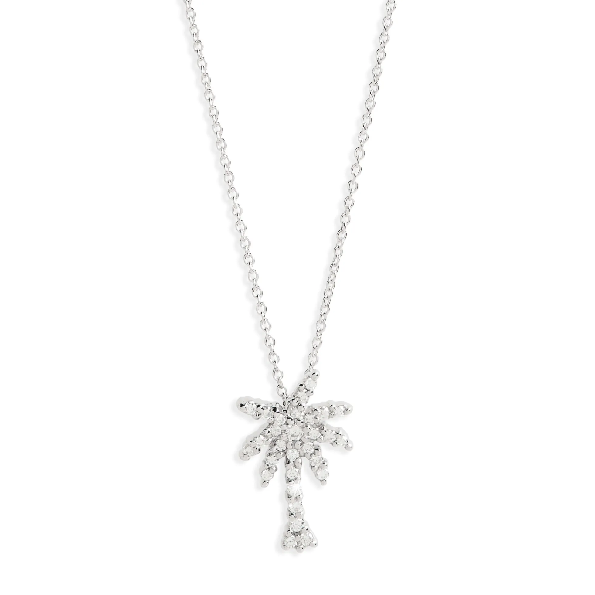 Roberto Coin Tiny Treasures Diamond Palm Tree Necklace 18K