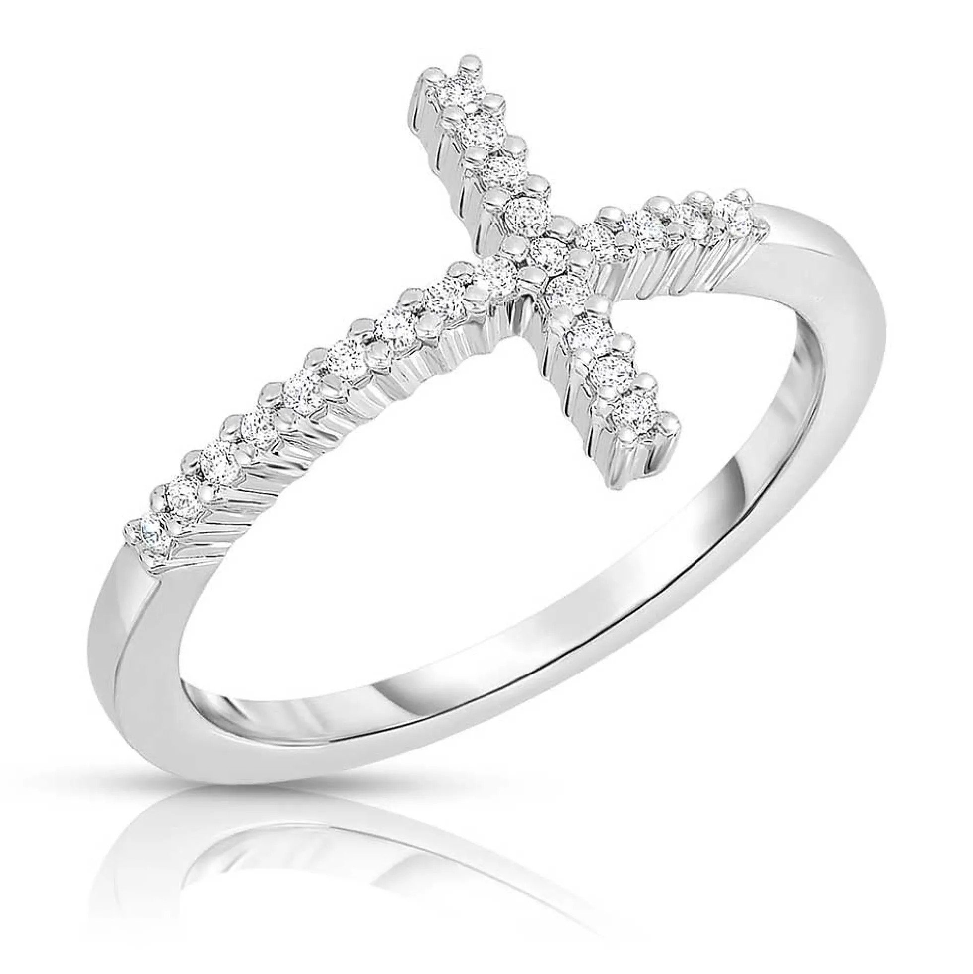 Roberto Coin Tiny Treasures Diamond Sideways Cross Ring 18K