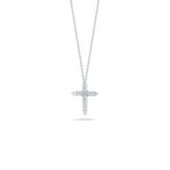 Roberto Coin Tiny Treasures Diamond Tapered Cross Necklace, 18K White Gold