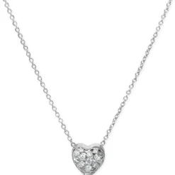 Roberto Coin Tiny Treasures Diamond Puffed Heart Necklace, 18K White Gold