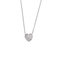 Roberto Coin Tiny Treasures Diamond Puffed Heart Necklace, 18K White Gold
