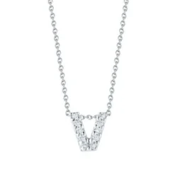 Roberto Coin Tiny Treasures Diamond Initial Pendant 18K Letter 'V'